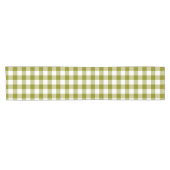 Olive Green Plaid Gingham Table Runner Korte Tafelloper (Horizontaal)
