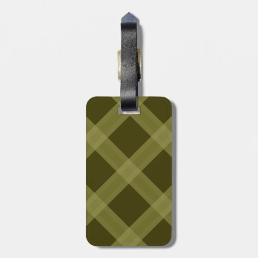 Olive Green Plaid Pattern Bagagelabel (Achterkant verticaal)