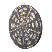 Olive Green Polka Dot Radial Pattern Art Print Dartbord (Voorkant Rechts)
