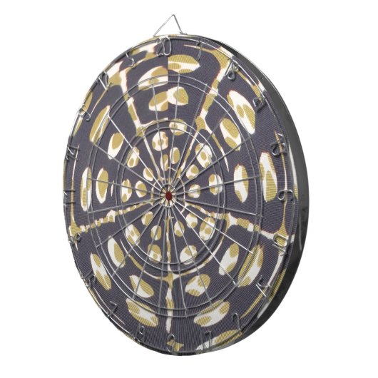 Olive Green Polka Dot Radial Pattern Art Print Dartbord (Voorkant Rechts)