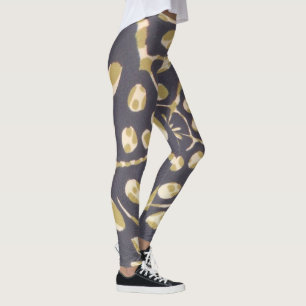 Olive Green Polka Dot Radial Pattern Art Print Leggings