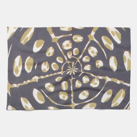 Olive Green Polka Dot Radial Pattern Art Print Theedoek (Horizontaal)