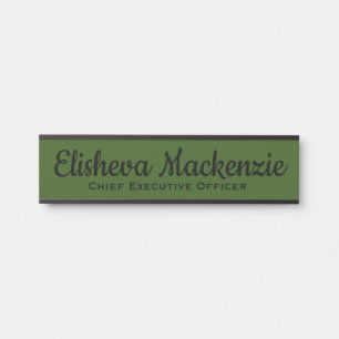 Olive Green Porte de bureau Signes Nom Plaque