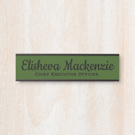 Olive Green Porte de bureau Signes Nom Plaque (Devant)