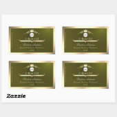 Olive Green Product Label Gold Frame Logo Monogram (Vel)