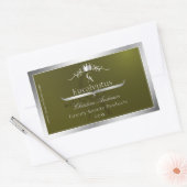 Olive Green Product Label Silver Frame Monogram (Envelop)