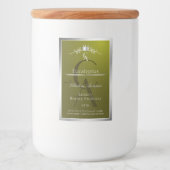 Olive Green Product Label Silver Frame Monogram Voedselcontainer Etiket (Voorkant)