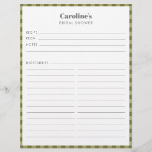 Olive Green Pset Recipe Custom Name Vrijgezellenfe Flyer