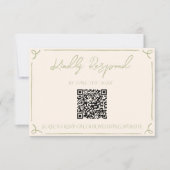 Olive Green QR Code Hand Written Drawn Wedding RSVP Kaartje (Voorkant)