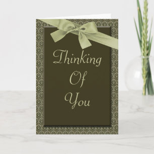 Olive Green Ribbon Penser De Vous - Carte De Sympa