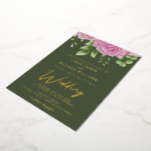 Olive Green Rose Mariage Foil Invitation (Rotation)