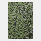 Olive Green, Sage Green en Black Modern Abstract Theedoek (Verticaal)
