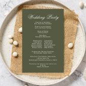 Olive Green Script Programme de mariage personnali