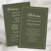 Olive Green Script Programme de mariage personnali
