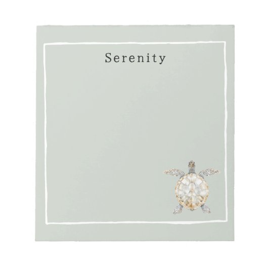 Olive Green Sea Turtle Personalized  Notitieblok (Voorkant)