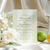 Olive Green Stripe Wedding Invitation