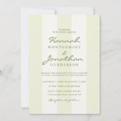 Olive Green Stripe Wedding Invitation Kaart (Voorkant)