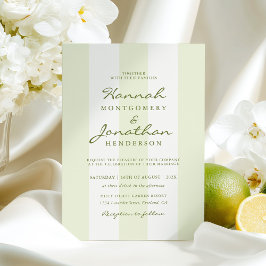 Olive Green Stripe Wedding Invitation Kaart