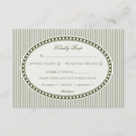 Olive Green Striped Harlequin Pattern Wedding RSVP Informatiekaartje