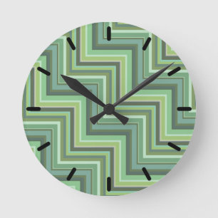 Olive green stripes stairs pattern ronde klok