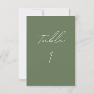 Olive Green Table Number Card Bedankkaart