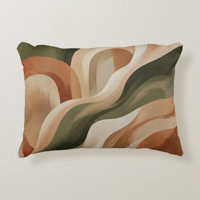 Olive Green Terracotta Abstract Accent Coussin (Devant)