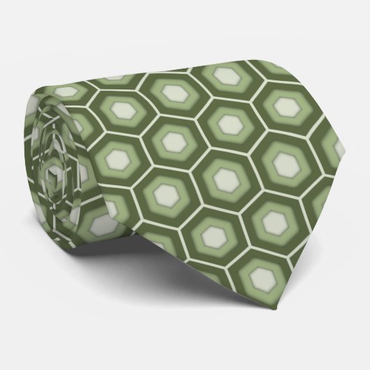 Olive Green Tiled Hex Stropdas (Opgerold)