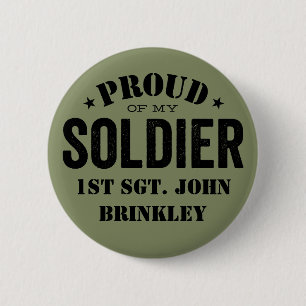 Olive Green Trots op mijn soldaat met naam Ronde Button 5,7 Cm