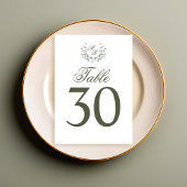 Olive Green Trouwtafel Nummer Monogram Motief Kaart