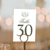 Olive Green Trouwtafel Nummer Monogram Motief Kaart
