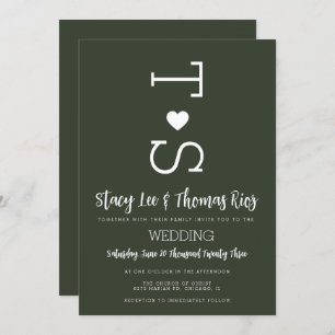 Olive Green Typographie Faire-part de mariage card