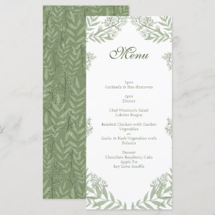 Olive Green Wedding Botanical Menu