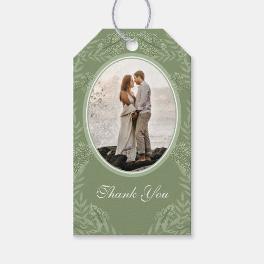 Olive Green Wedding Botanisch Cadeaulabel (Voorkant)