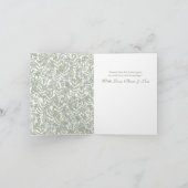Olive Green Wedding  Botanische Foto Bedankkaart (Binnen)