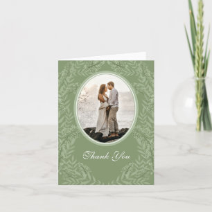 Olive Green Wedding  Botanische Foto Bedankkaart
