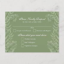 Olive Green Wedding  Briefkaart RSVP