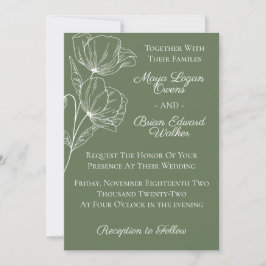 Olive Green Wedding Invitation Kaart