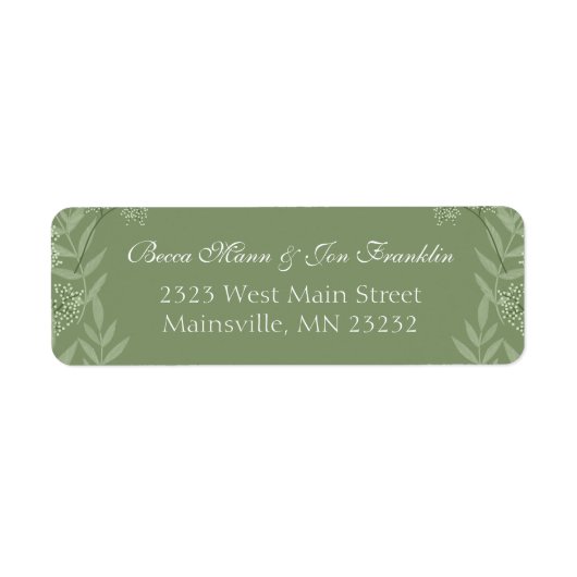 Olive Green Wedding  Return Address Label (Voorkant)