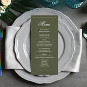 Olive Green Wedding Script Dinner Menu