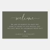 Olive Green Wedding Welcome Rechthoekige Sticker (Voorkant)