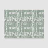 Olive Green White Peace Love Christmas Tissuepapier (Voorkant)
