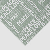 Olive Green White Peace Love Christmas Tissuepapier (Detail)