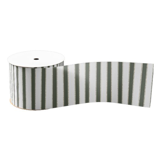Olive Green White Stripes Christmas Grosgrain Lint (Spoel)