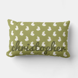 Olive Green Woodland Bunny Nursery Kussen