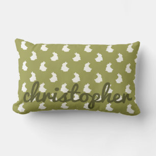 Olive Green Woodland Bunny Nursery Kussen