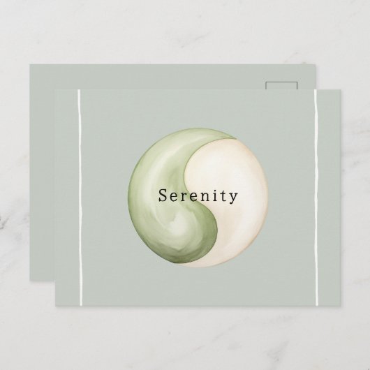 Olive Green Yin Yang Meditation Personalized Briefkaart (Voorkant / Achterkant)
