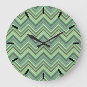 Olive green zigzag stripes grote klok