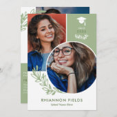 Olive Greenery Overlappende Foto's Afstuderen Kaart (Voorkant / Achterkant)