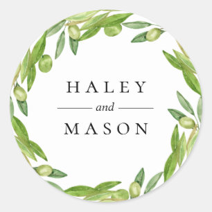 Olive Greenery Wreath Personalized Sticker