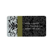 Olive Grey Bumble Bee Damask Étiquettes de adresse (Devant)